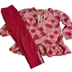 Le Top girls 2T, pink white floral long sleeve top and pink leggings